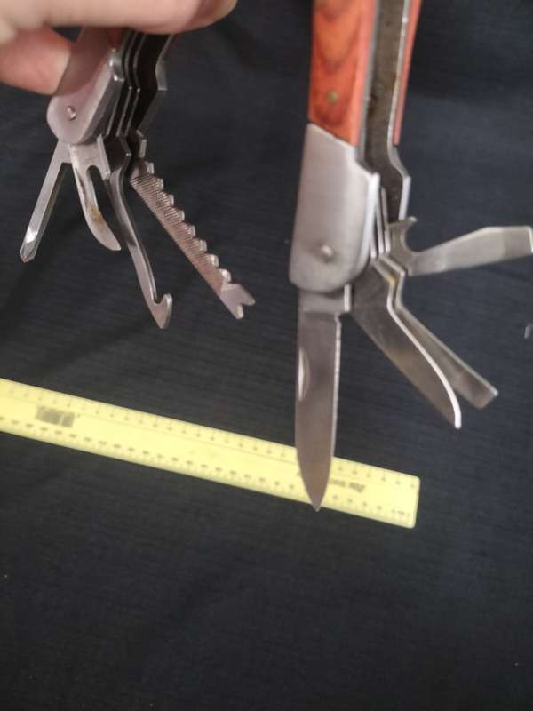 Stainless Steel Multifunction Pliers Dubble Sided Wood Inset Handles Multi Tool
