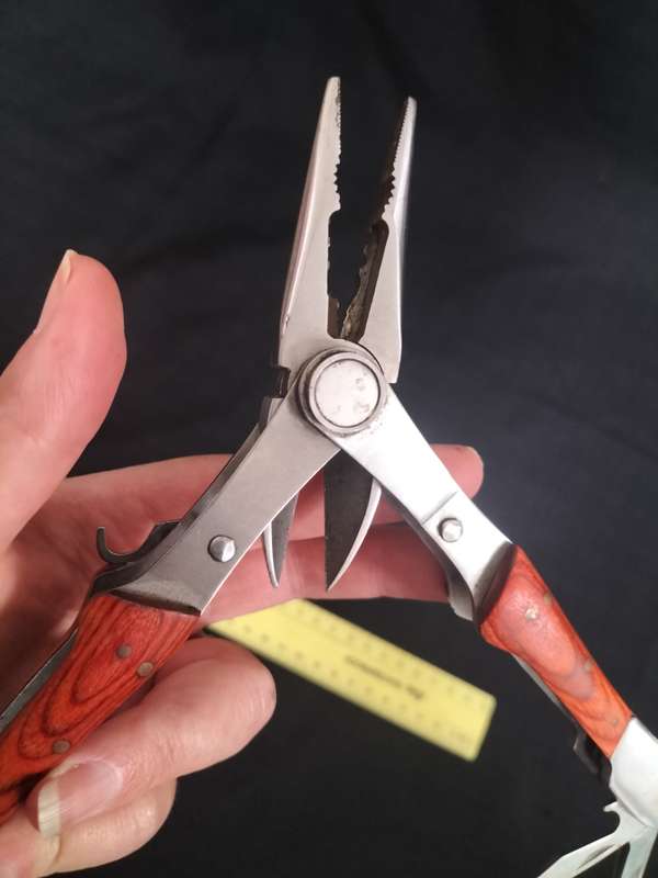 Stainless Steel Multifunction Pliers Dubble Sided Wood Inset Handles Multi Tool