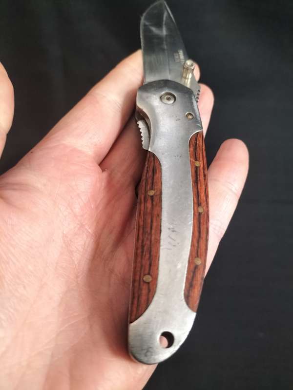 Vintage Stainless Steel Pocket Folding Knife With Belt Clip