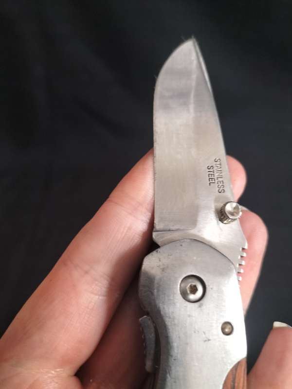 Vintage Stainless Steel Pocket Folding Knife With Belt Clip