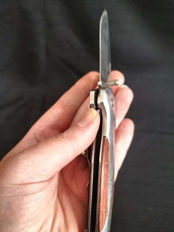 Vintage Stainless Steel Pocket Folding Knife With Belt Clip