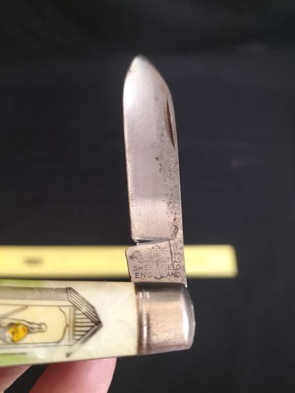 Beautiful Vintage Richards Sheffield England Folding Knife With British Soldier on Handle
