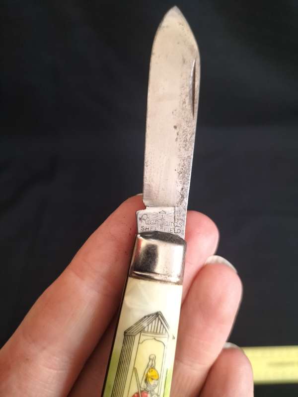 Beautiful Vintage Richards Sheffield England Folding Knife With British Soldier on Handle