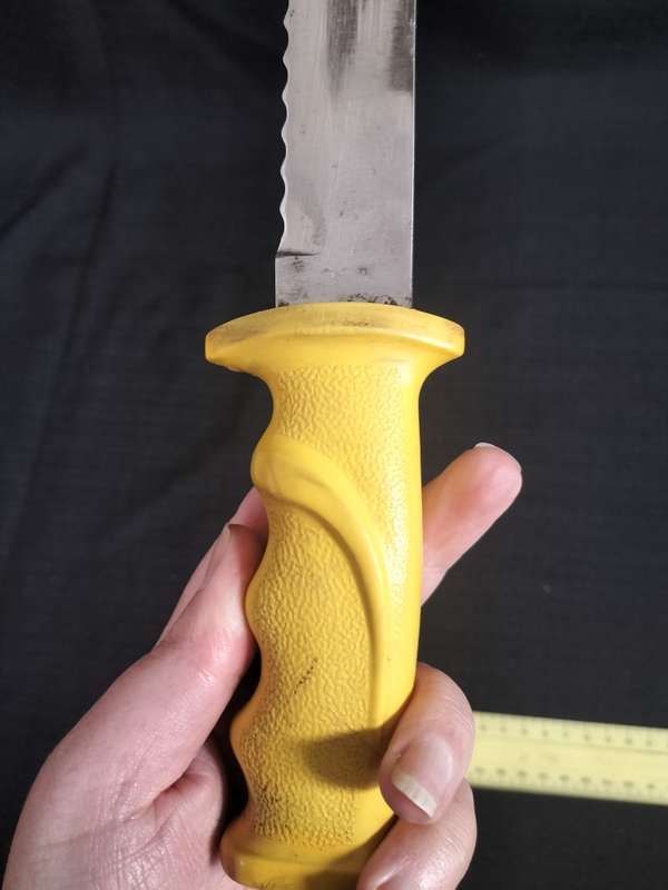 Stunning Japan Stainless Steel Scuba Diving Knife With Serrated Blade And Yellow handle - PAT214031