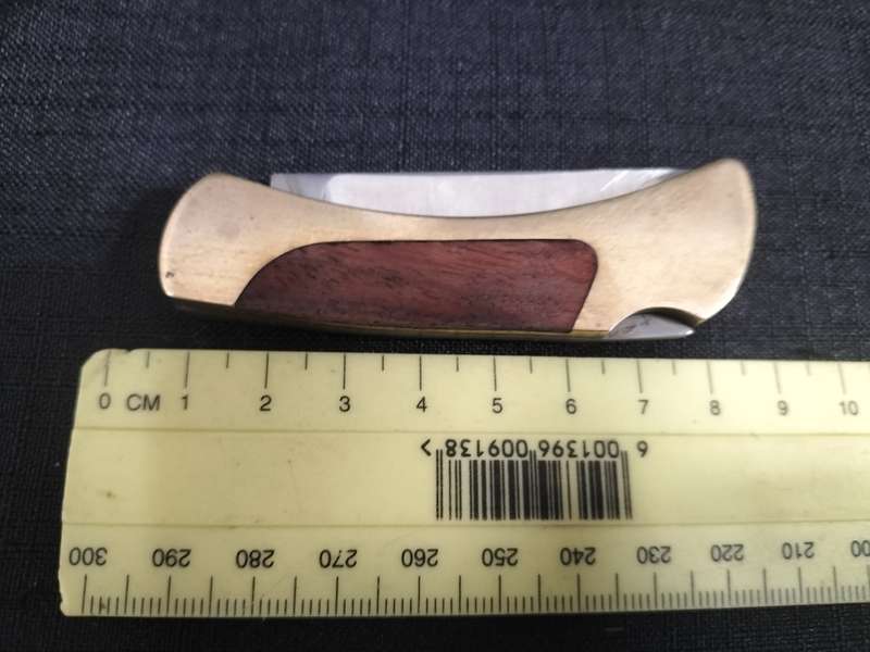 Beautiful Stainless Steel Single Blade Folding Pocket Knife with Brass and Wooden Handle