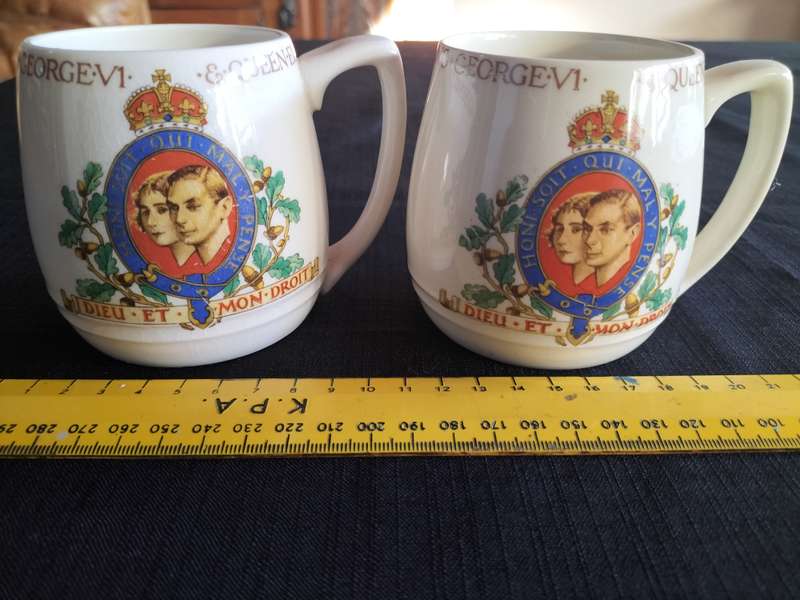 Two Vintage Mugs Commemorating the Coronation of King George VI and Queen Elizabeth May 1937