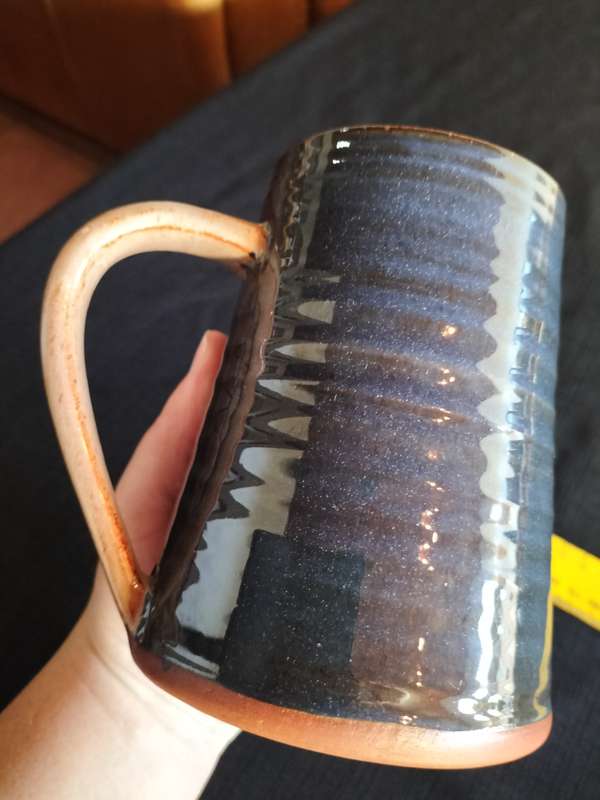 Vintage Wold Pottery Hand Thrown Blue Routh Beverly Yorkshire Mug Stein Tankard - Leo Zodiac Sign