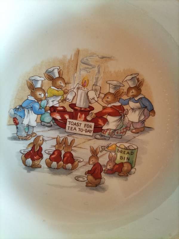 Beautiful Vintage Royal Doulton Bunnykins  - Hot Water Warming Bowl - Toast For Tea Day