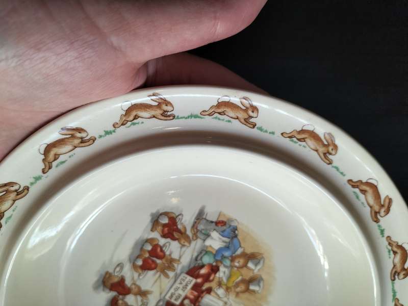 Beautiful Vintage Royal Doulton Bunnykins  - Hot Water Warming Bowl - Toast For Tea Day