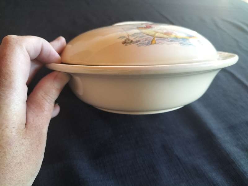 Beautiful Vintage Royal Doulton Bunnykins  - Hot Water Warming Bowl With a Lid- Toast For Tea Day