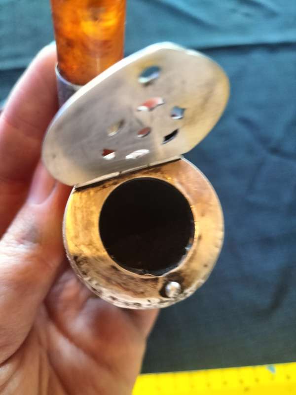 Stunning Vintage 1775-1776  Birmingham Walnut Tobacco Pipe with Silver Accent J.G.M-View Description
