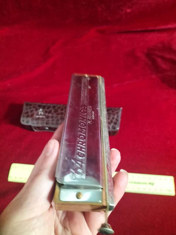 Stunning Vintage M. Hohner 64 Chromonica Harmonica In Original Case - Made in Germany