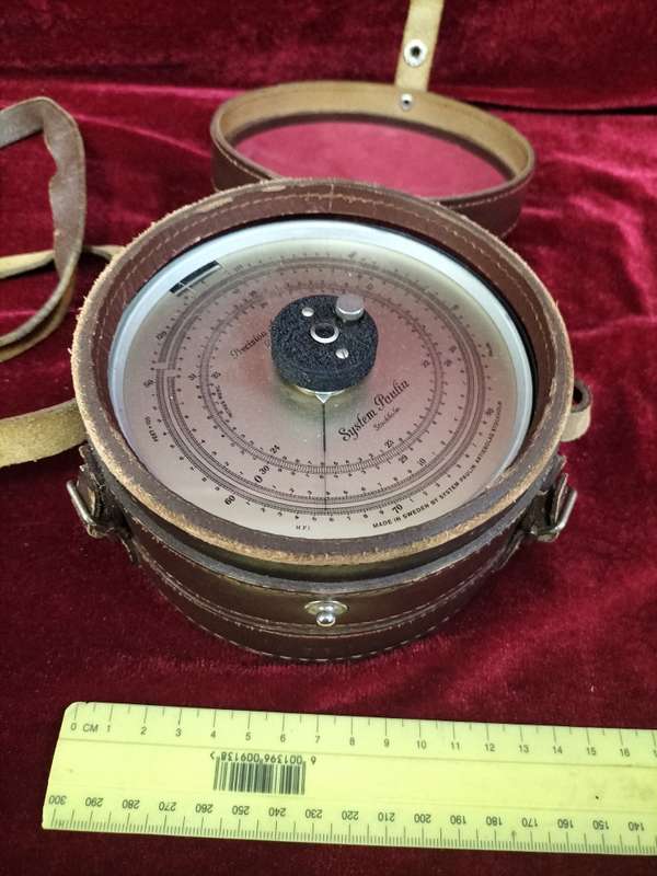 Vintage 1930 System Paulin Stockholm Precision Altimeter With Original Leather Case -Made In Sweden