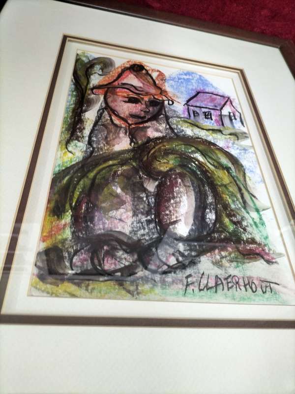 Frans Claerhout 1919-2006 SA Artist Mixed Media Painting