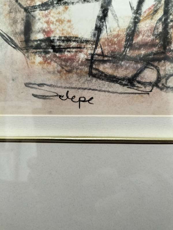 SA Artist Daniel Selepe (1953-) -Stunning Mixed Media Artwork -In Excellent Condition - See Desp