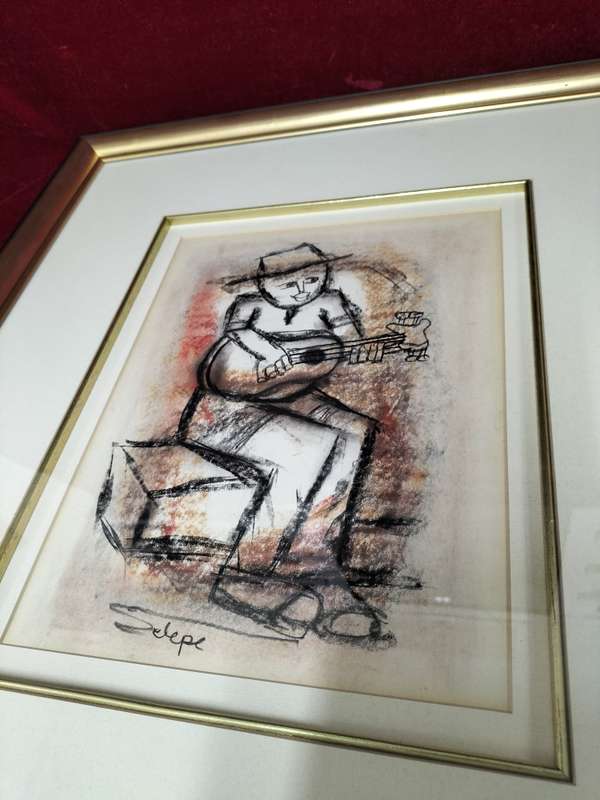 SA Artist Daniel Selepe (1953-) -Stunning Mixed Media Artwork -In Excellent Condition - See Desp