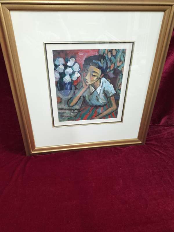 Stunning Hennie Niemann Sr -SA Artist Oil Painting-1997 Young Woman With Flowers-Excellent Condition