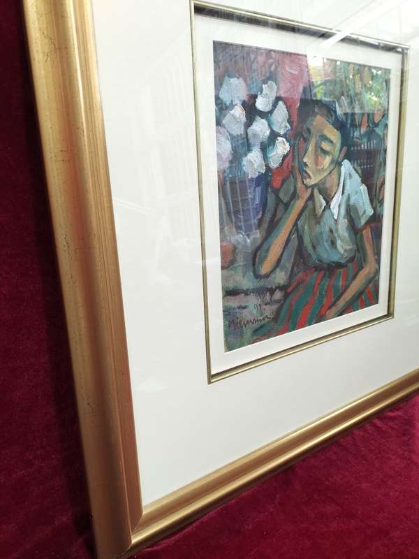 Stunning Hennie Niemann Sr -SA Artist Oil Painting-1997 Young Woman With Flowers-Excellent Condition