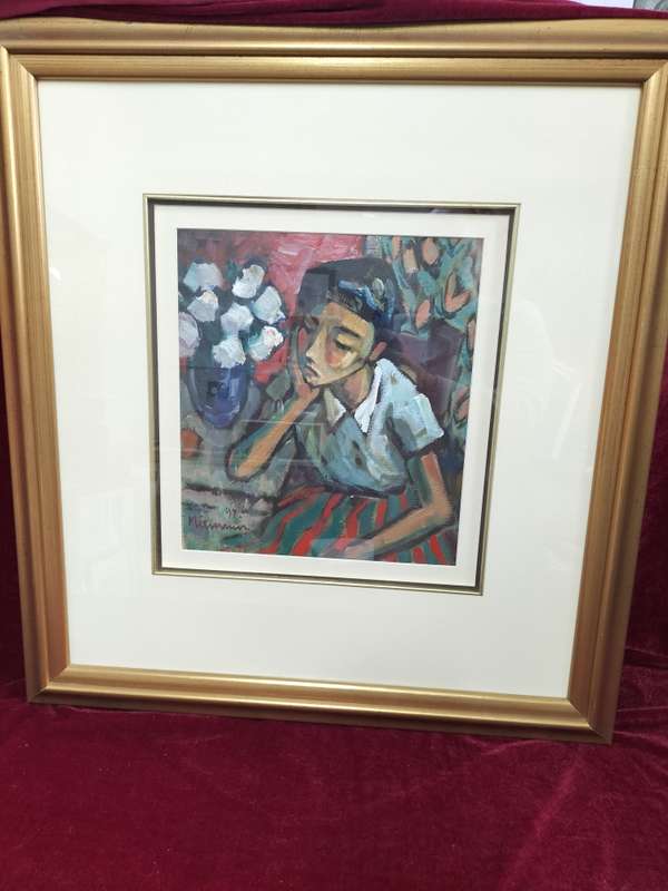 Stunning Hennie Niemann Sr -SA Artist Oil Painting-1997 Young Woman With Flowers-Excellent Condition