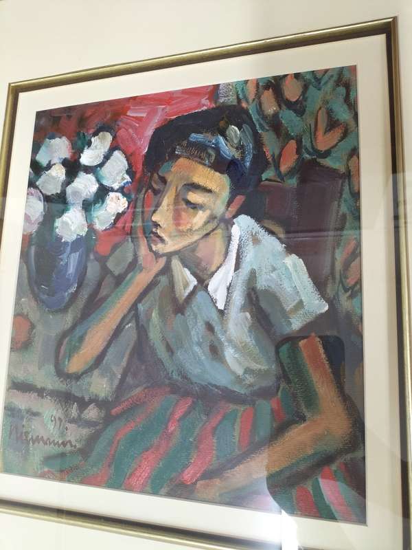 Stunning Hennie Niemann Sr -SA Artist Oil Painting-1997 Young Woman With Flowers-Excellent Condition