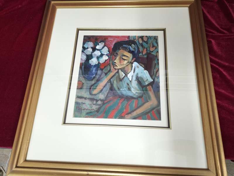 Stunning Hennie Niemann Sr -SA Artist Oil Painting-1997 Young Woman With Flowers-Excellent Condition