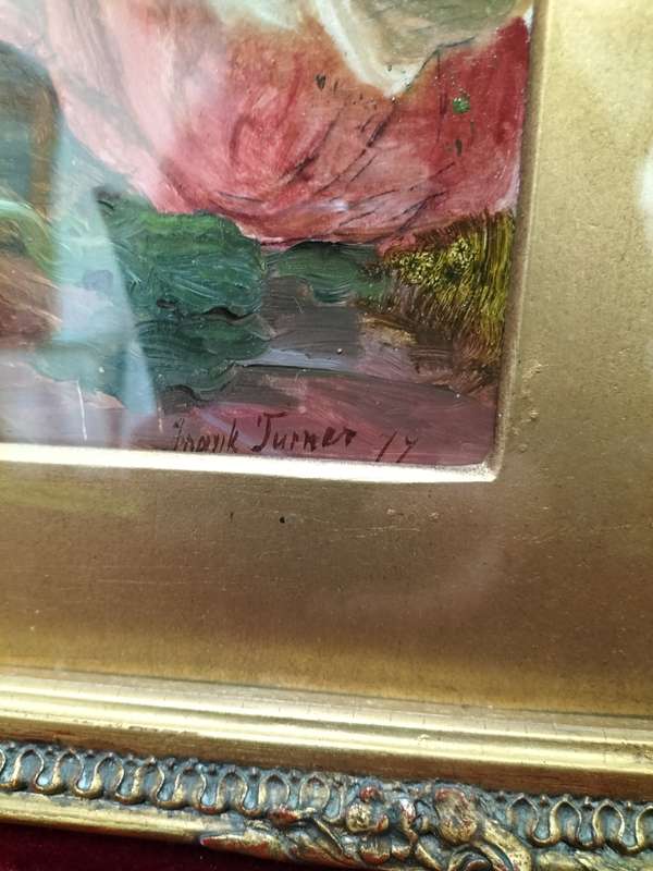 Stunning Framed Frank J Turner Oil On Board - Country Lane with Flowers Basket on Stile' -See Desp