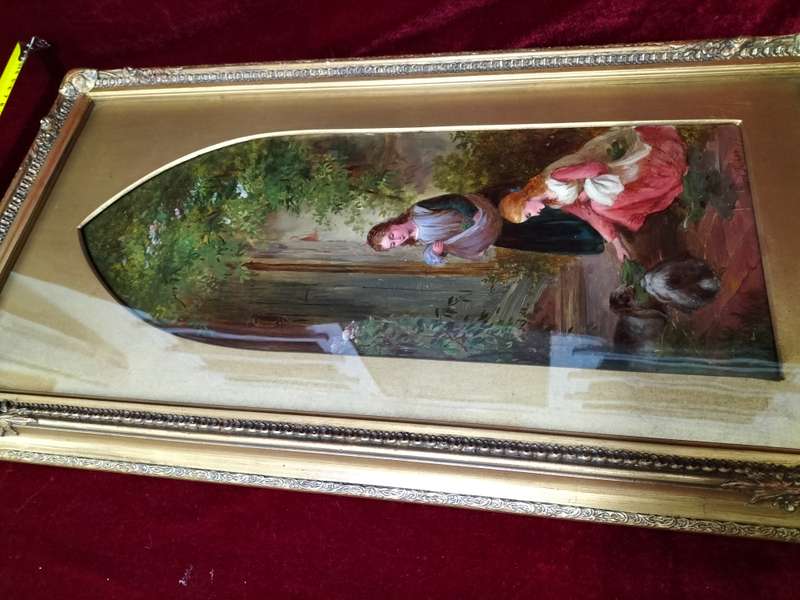 Stunning Framed Frank J Turner Oil On Board - Country Lane with Flowers Basket on Stile' -See Desp