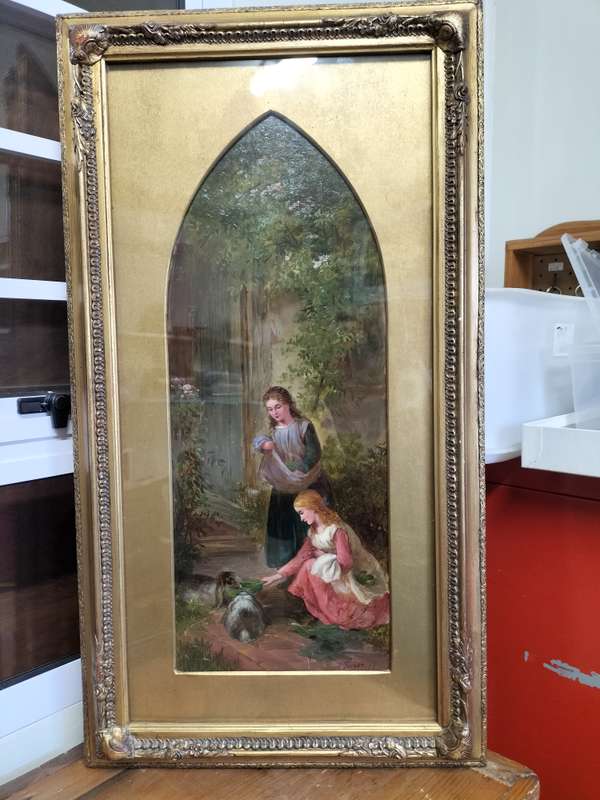 Stunning Framed Frank J Turner Oil On Board - Country Lane with Flowers Basket on Stile' -See Desp