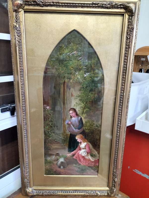 Stunning Framed Frank J Turner Oil On Board - Country Lane with Flowers Basket on Stile' -See Desp