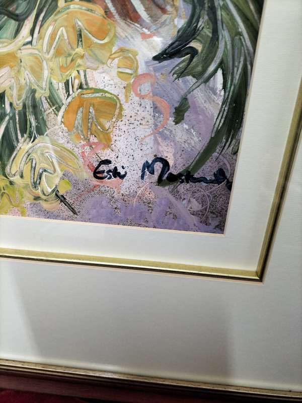 Beautiful Large Framed Este' Mostert Oil On Paper - Woman With Flowers - Good Condition  -See Desp