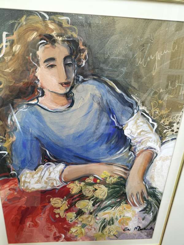 Beautiful Large Framed Este' Mostert Oil On Paper - Woman With Flowers - Good Condition  -See Desp