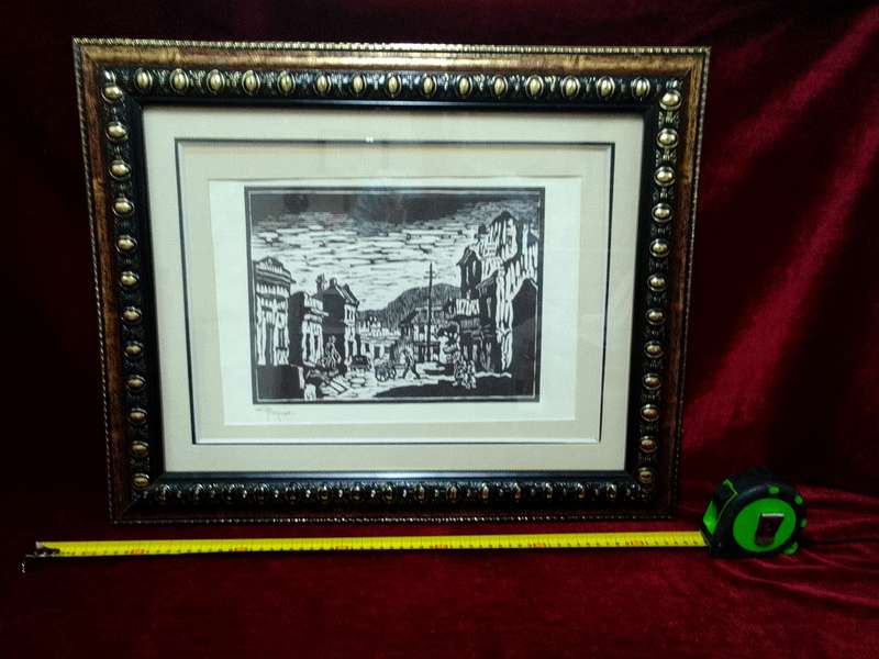 Stunning Gregoire Boonzaier (1909-2005) Linocut Bo- Kaap In A Beautiful frame - Good Condition