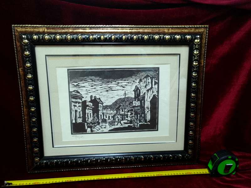 Stunning Gregoire Boonzaier (1909-2005) Linocut Bo- Kaap In A Beautiful frame - Good Condition