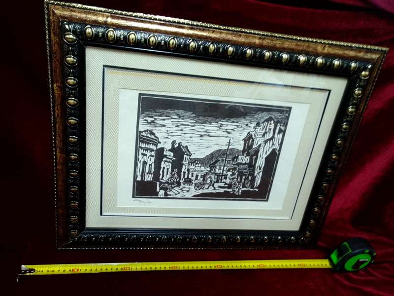 Stunning Gregoire Boonzaier (1909-2005) Linocut Bo- Kaap In A Beautiful frame - Good Condition