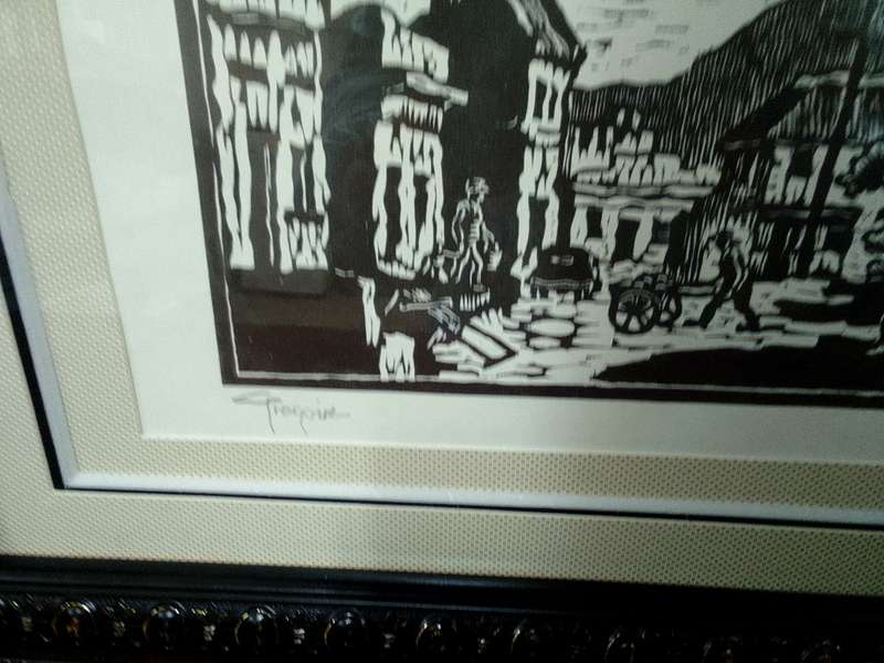 Stunning Gregoire Boonzaier (1909-2005) Linocut Bo- Kaap In A Beautiful frame - Good Condition