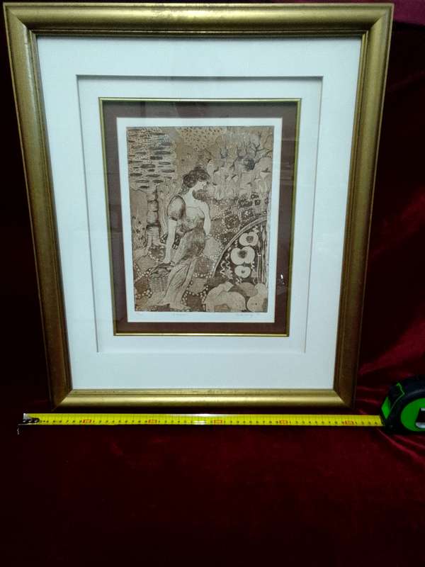 Beautiful Bev de Lange -SA Artist - Linocut 19/30 In Stunning Fame- Of Seasons