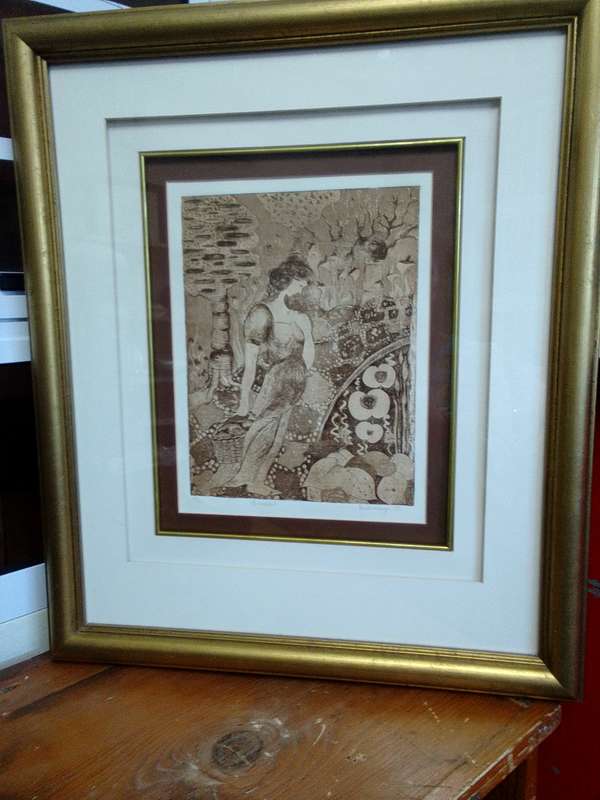 Beautiful Bev de Lange -SA Artist - Linocut 19/30 In Stunning Fame- Of Seasons