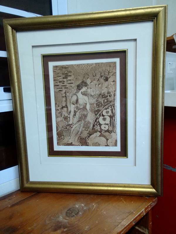Beautiful Bev de Lange -SA Artist - Linocut 19/30 In Stunning Fame- Of Seasons