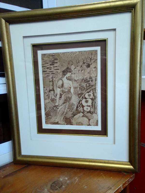 Beautiful Bev de Lange -SA Artist - Linocut 19/30 In Stunning Fame- Of Seasons