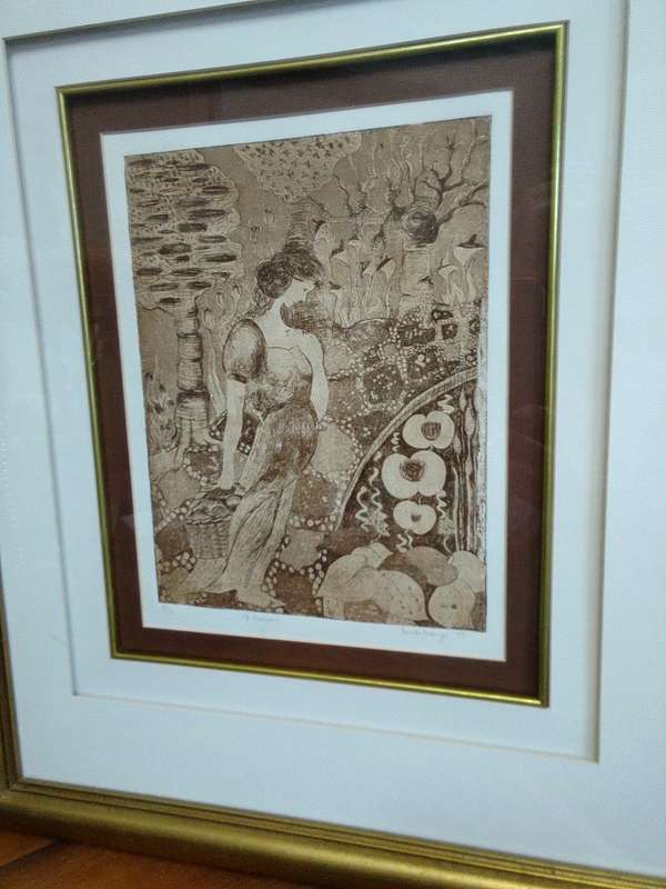 Beautiful Bev de Lange -SA Artist - Linocut 19/30 In Stunning Fame- Of Seasons