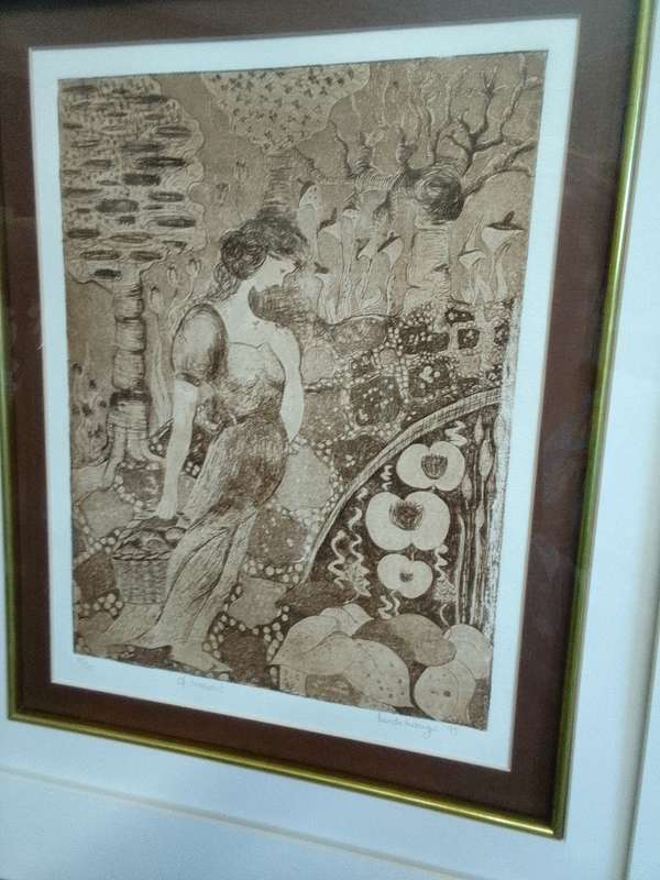Beautiful Bev de Lange -SA Artist - Linocut 19/30 In Stunning Fame- Of Seasons
