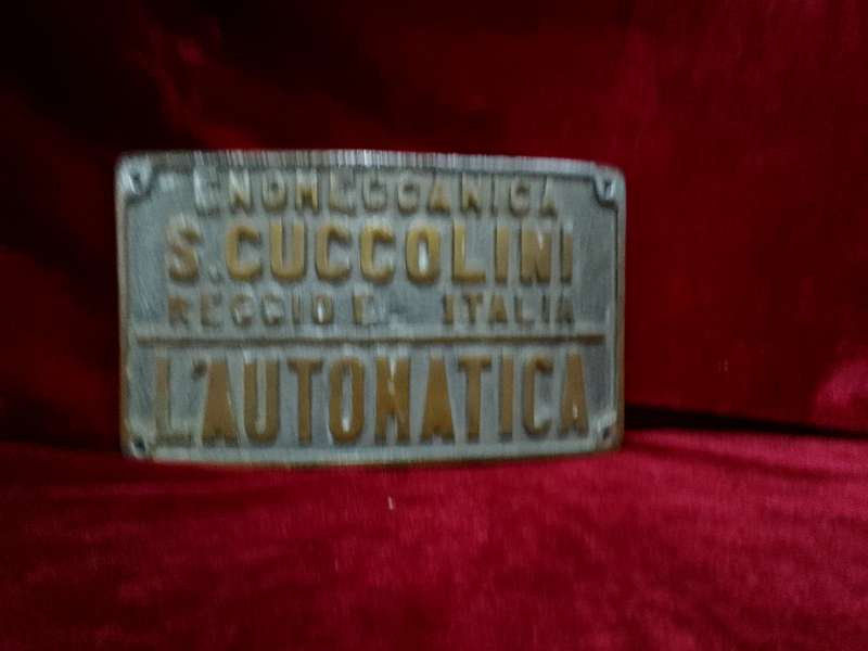 Stunning Vintage Italy Iron Plaque/ Sign  - Enomeccanica S.Cuccolini Reccide Italia L'autonatica