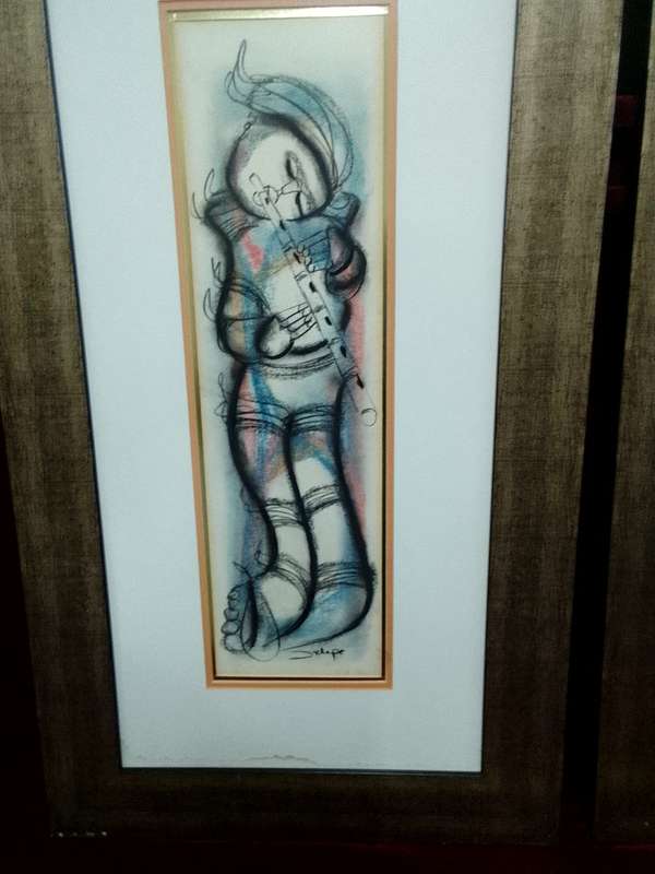 Set Of Two Large SA Artist Daniel Selepe (1953-) -Stunning Mixed Media Artwork - Musicians -See Desp