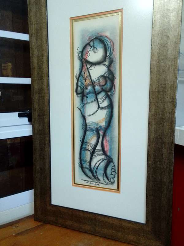 Set Of Two Large SA Artist Daniel Selepe (1953-) -Stunning Mixed Media Artwork - Musicians -See Desp