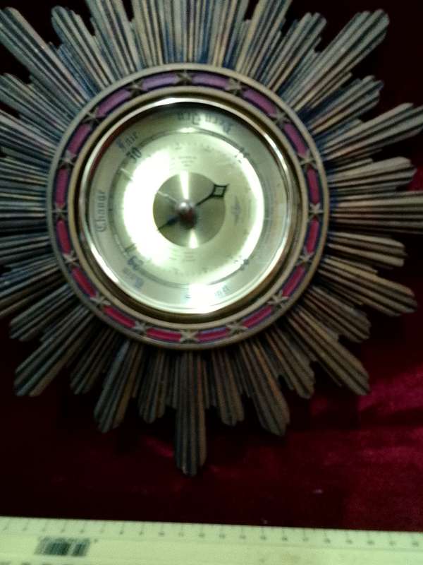 Stunning Vintage Wooden Sunburst Wall Barometer - See My Description