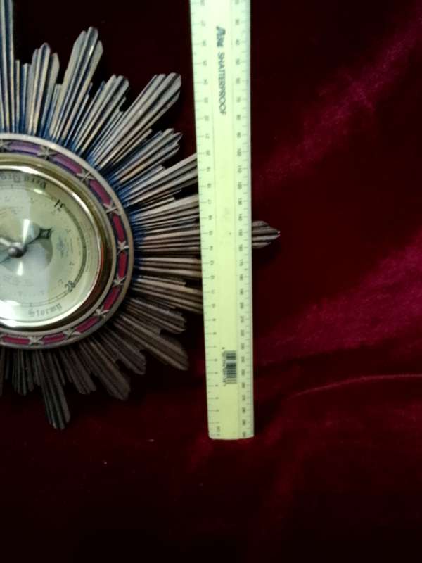 Stunning Vintage Wooden Sunburst Wall Barometer - See My Description