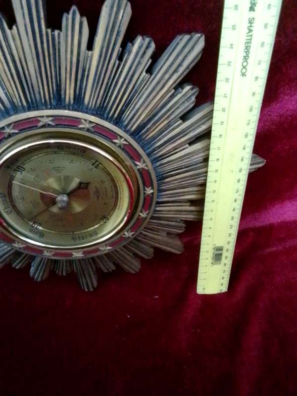 Stunning Vintage Wooden Sunburst Wall Barometer - See My Description