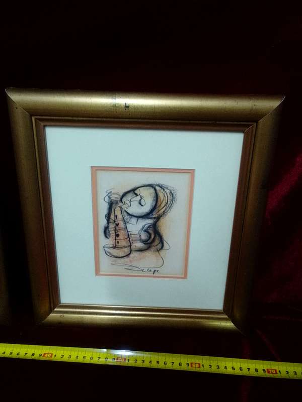 Set Of Two SA Artist Daniel Selepe (1953-) -Stunning Mixed Media Artwork - Musicians - See Desp