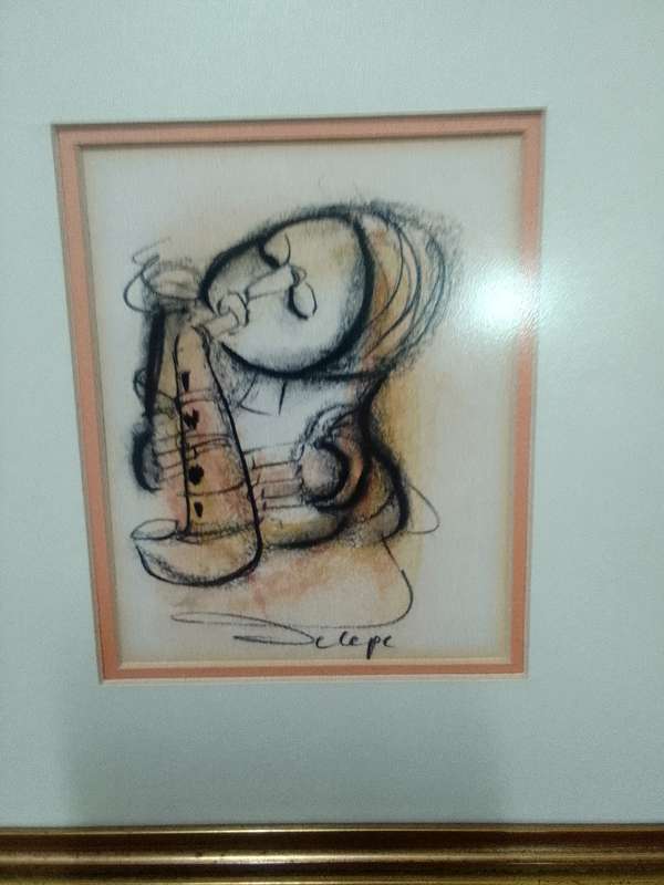 Set Of Two SA Artist Daniel Selepe (1953-) -Stunning Mixed Media Artwork - Musicians - See Desp