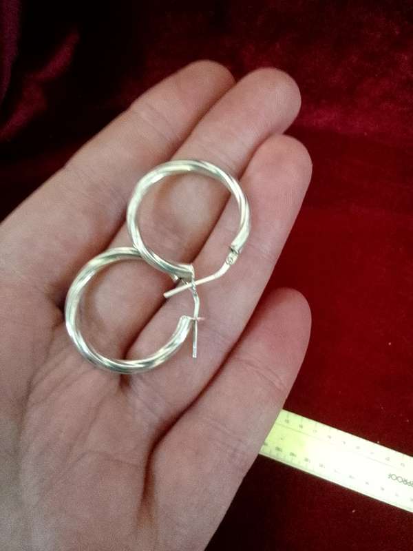 Stunning Sterling Silver Hoop Earrings - Marked 925 - 3.0 Grams -Good Condition